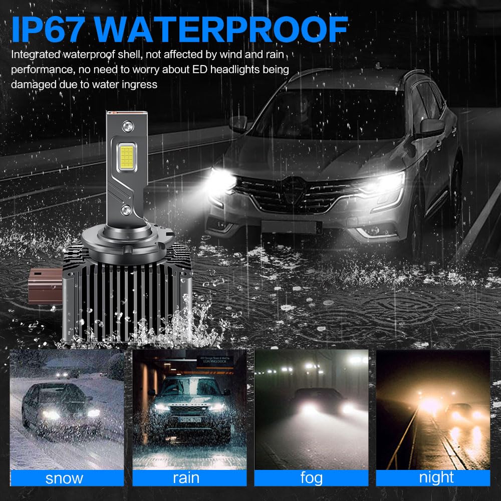 Ampoule LED D1S 30000LM,Ampoule de Phare de Voiture, de Voiture Anti-Erreur 100% Canbus 110W High/Low Beam Replace Original HID D1S Xenon OEM HID Plug and Play,Lot de 2