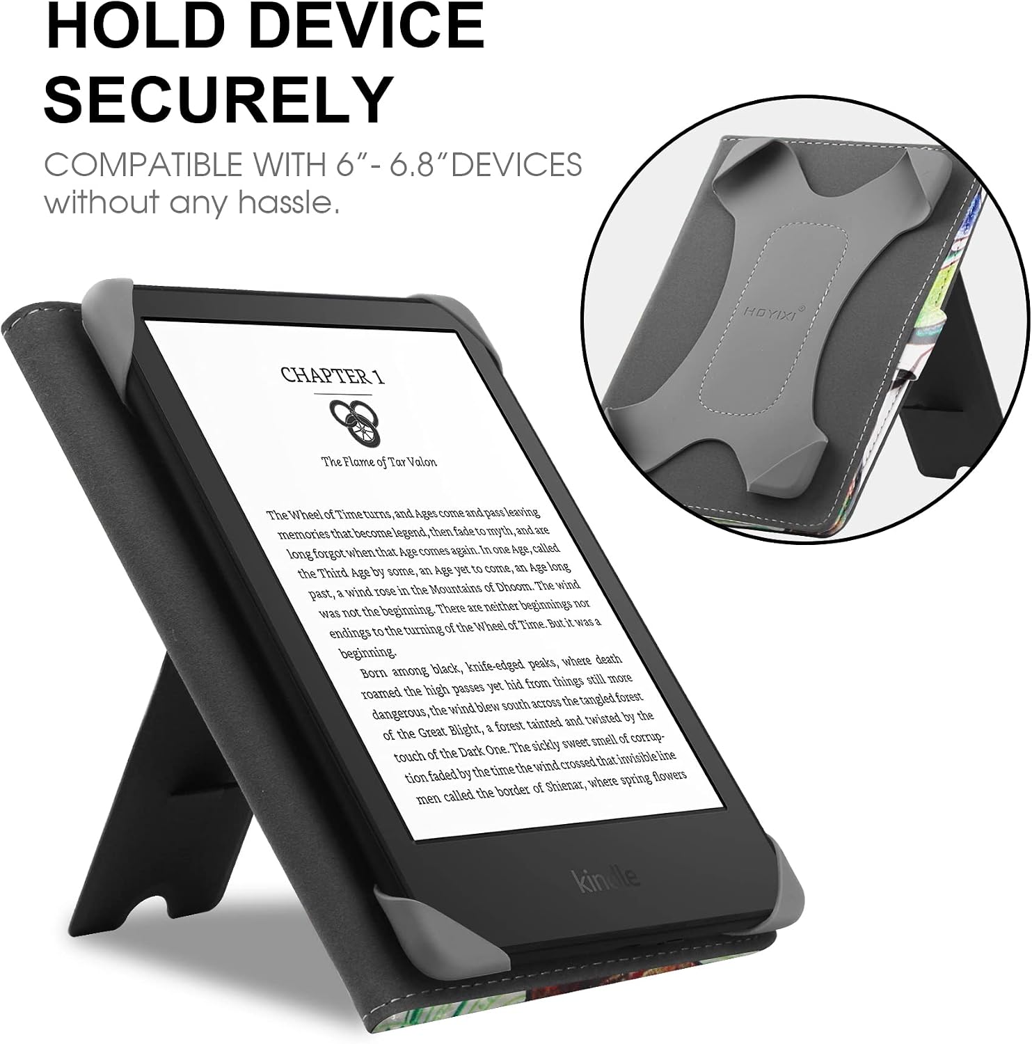 HoYiXi Universal Case Compatible with 6.8" Kindle Paperwhite/6" All-new Kindle 2022 & 2019/Kobo Clara HD/Kobo Clara 2E Leather Stand Cover for 6-6.8'' PocketBook/Tolino/Sony E-Book Reader - Image 3