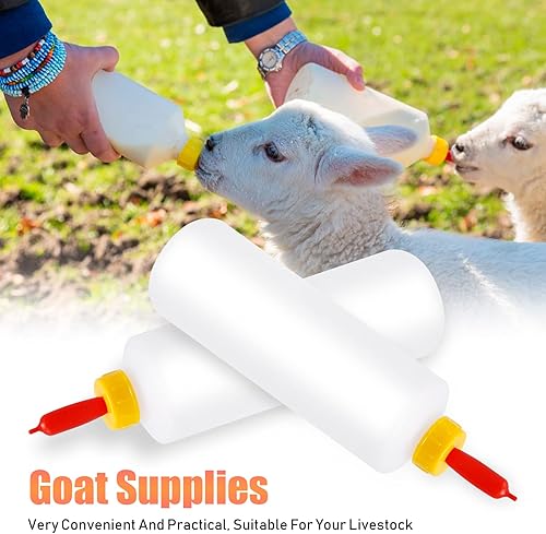 Miniatura 4 de 5 juegos de biberones de boca pequeña de 16.9 fl oz + 10 tetinas biberones de cordero biberones para ganado, botellas de leche de cabra, biberones