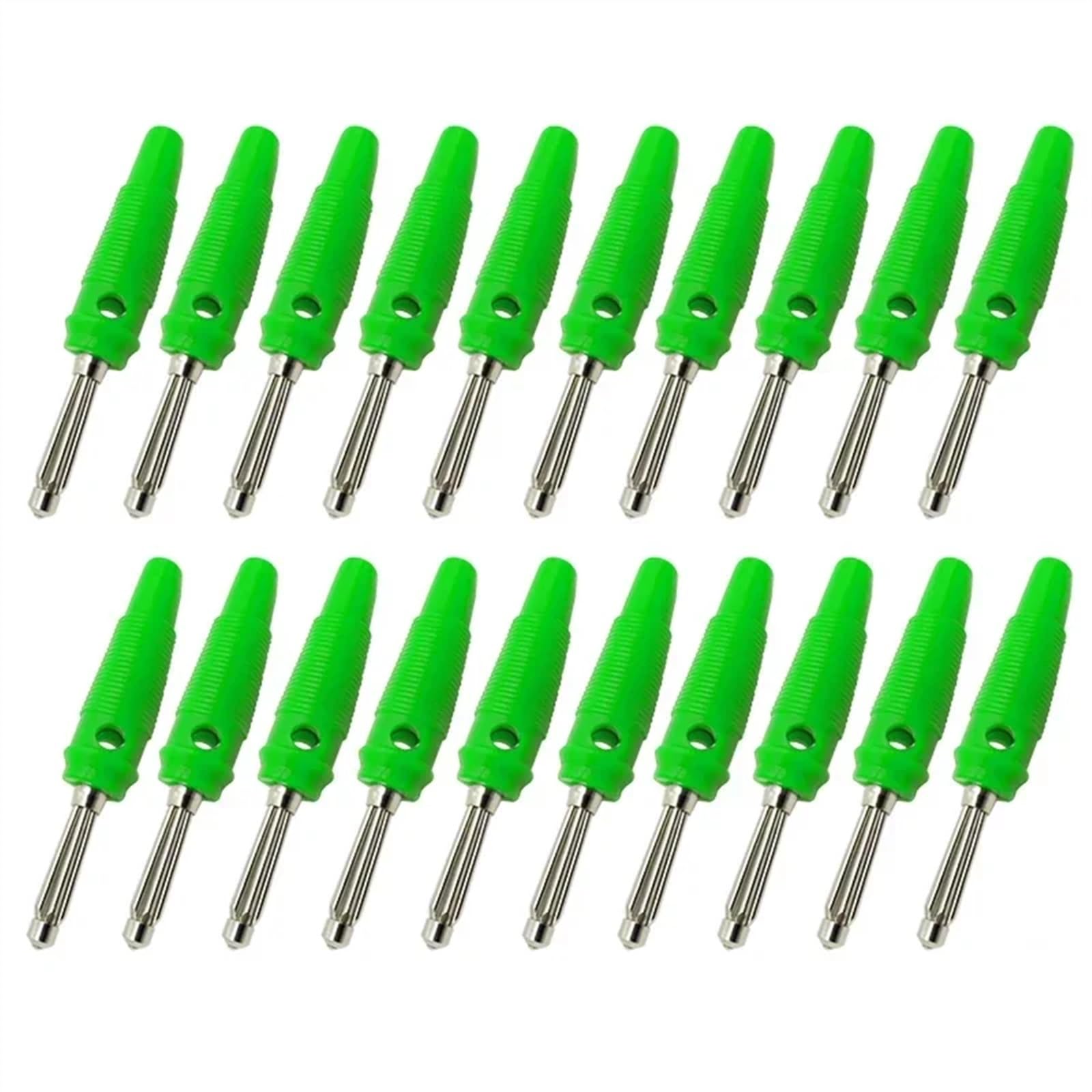 20 sztuk/partia 4 mm wtyczka bananowa złącza audio wzmacniacz głośnika wiązanie post wtyczka bananowa do zacisków kablowych (kolor: zielony 20 szt.)