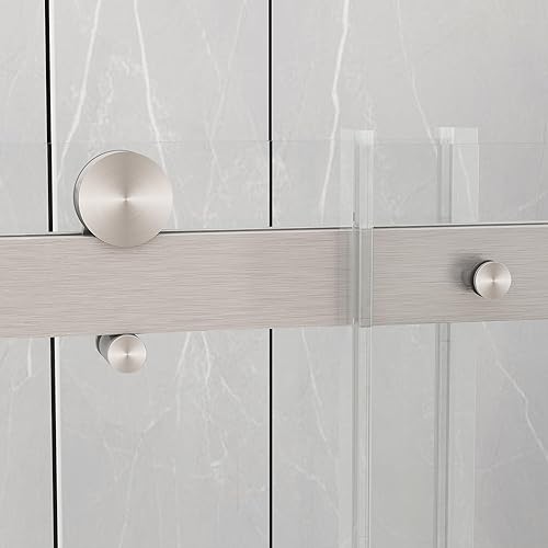 Miniatura 36 de Sunrosa Puerta de ducha semi-sin marco, 59-2/8 pulgadas de ancho 60 pulgadas de alto, puerta corredera simple con vidrio templado 5/16 pulgadas Oro