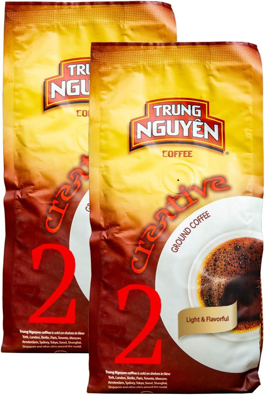 Creative 2 Coffee — Roasted Ground Coffee — Heirloom Robusta & Arabica Blend — Mild Aroma — Sweet Aftertaste — Vietnamese Coffee, 2 Bags (8.8 oz)