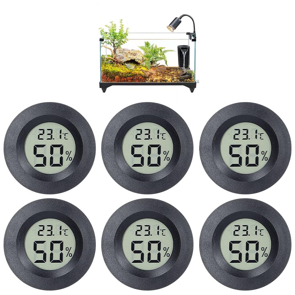 Mini Digital Hygrometer, Indoor Thermometer, ℃/℉ Adjustable, Round Humidity Meter, Temperature Humidity Meter for Indoors, Greenhouses, Terrariums, Wine Cellars, Basements, Warehouses (6)