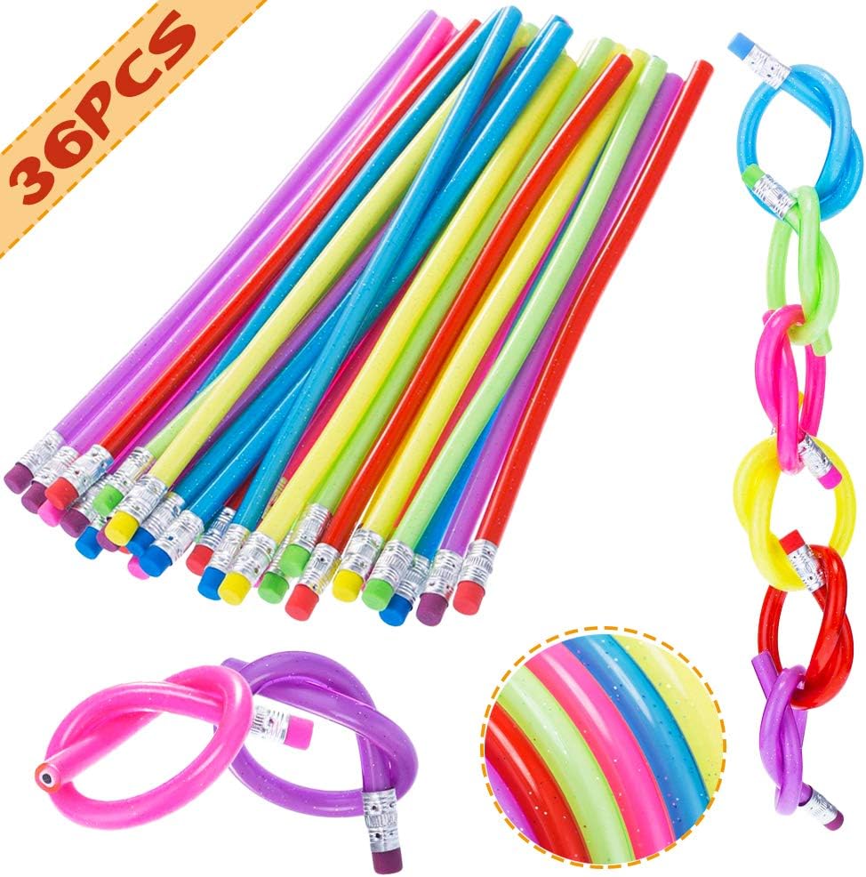 36 Pcs Flexible Bendy Pencils Bendable Pencil,Fun and Functional 7 Inch Long Bendable Writing Pencils for Classroom Gifts,Goodie Bag Fillers,Back to School Supplies
