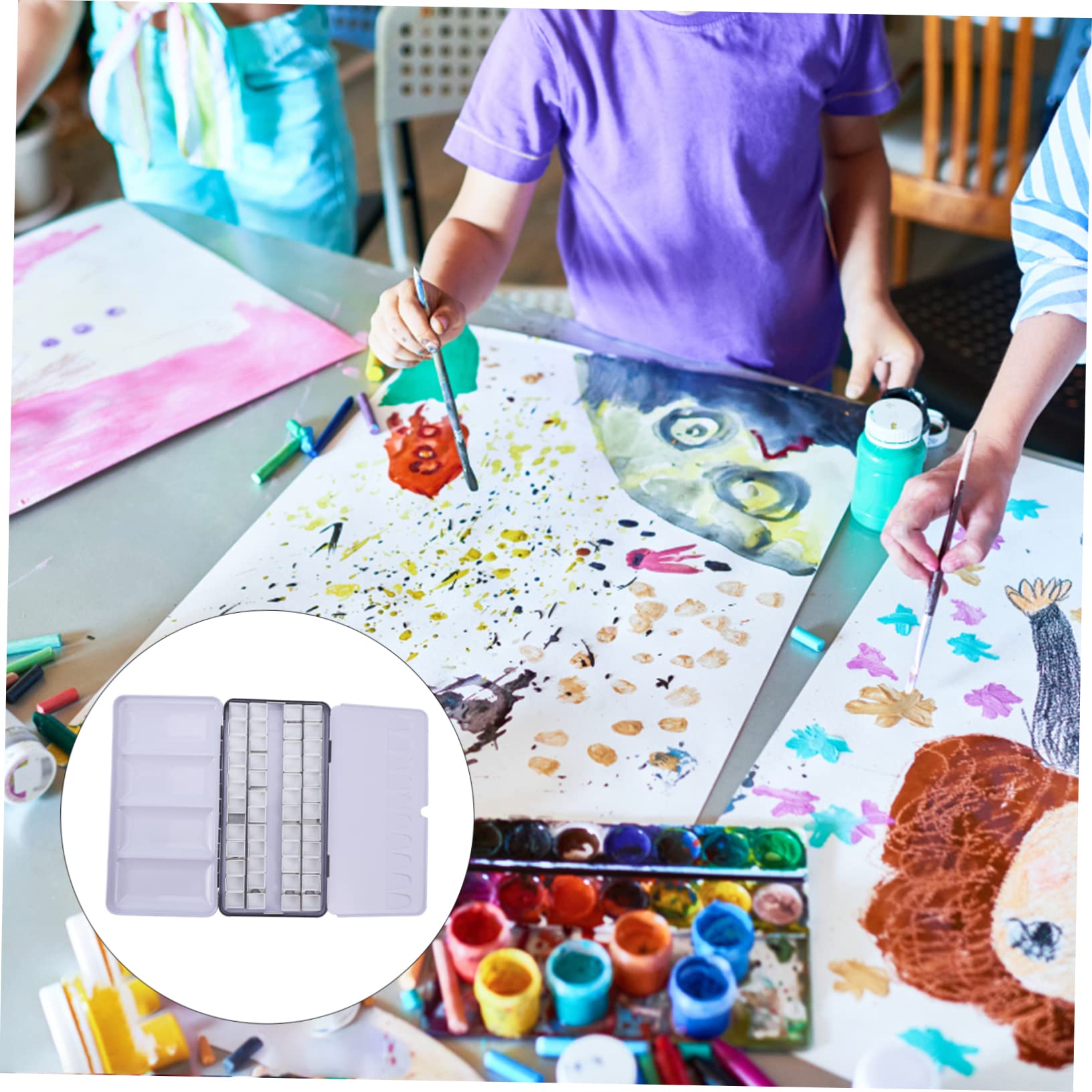 Operitacx Boîte à Pigments Vide pour Aquarelle en Fer et Plastique Noire | Grand Format Pliable, Rangement Sécurisé de Nombreux Godets, Arts Créatifs et Projets Manuels