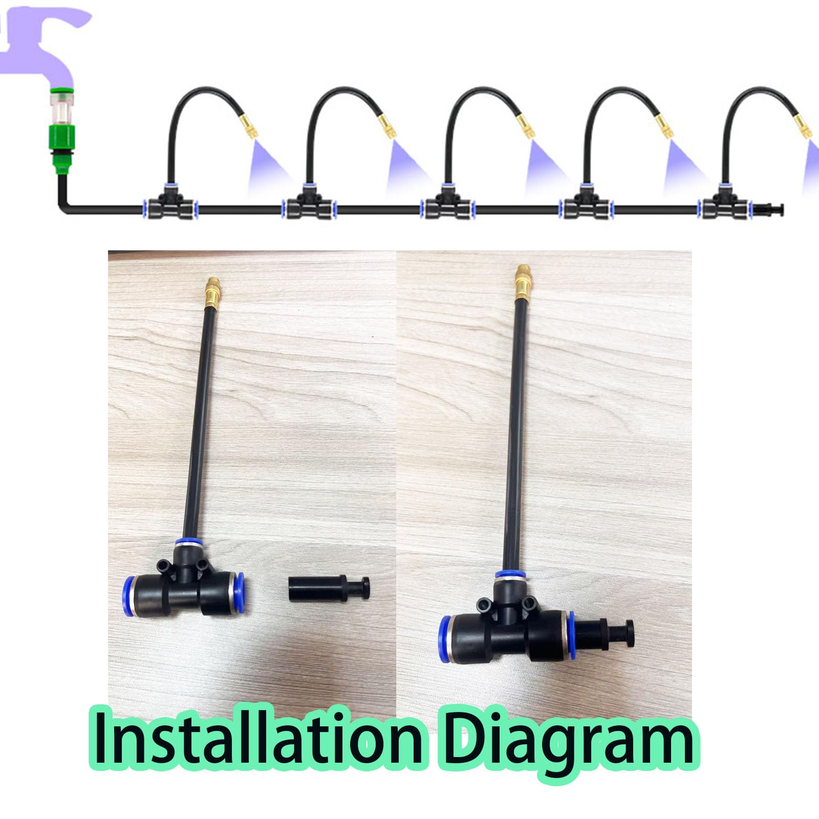 Kit de riego por goteo, sistema de riego automático, tubo de riego de 1/2 pulgada, sistema de riego de jardín para patio de jardín (65 pies)