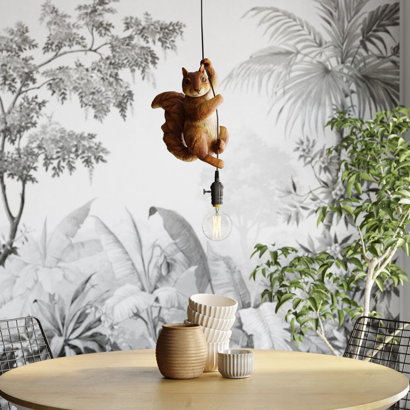 Kare Design Hängeleuchte Animal Squirrel, Gold, Pendelleuchte, Höhenverstellbar, Tiermotiv, Handgearbeitet, 38x20x14 cm (H/B/T)
