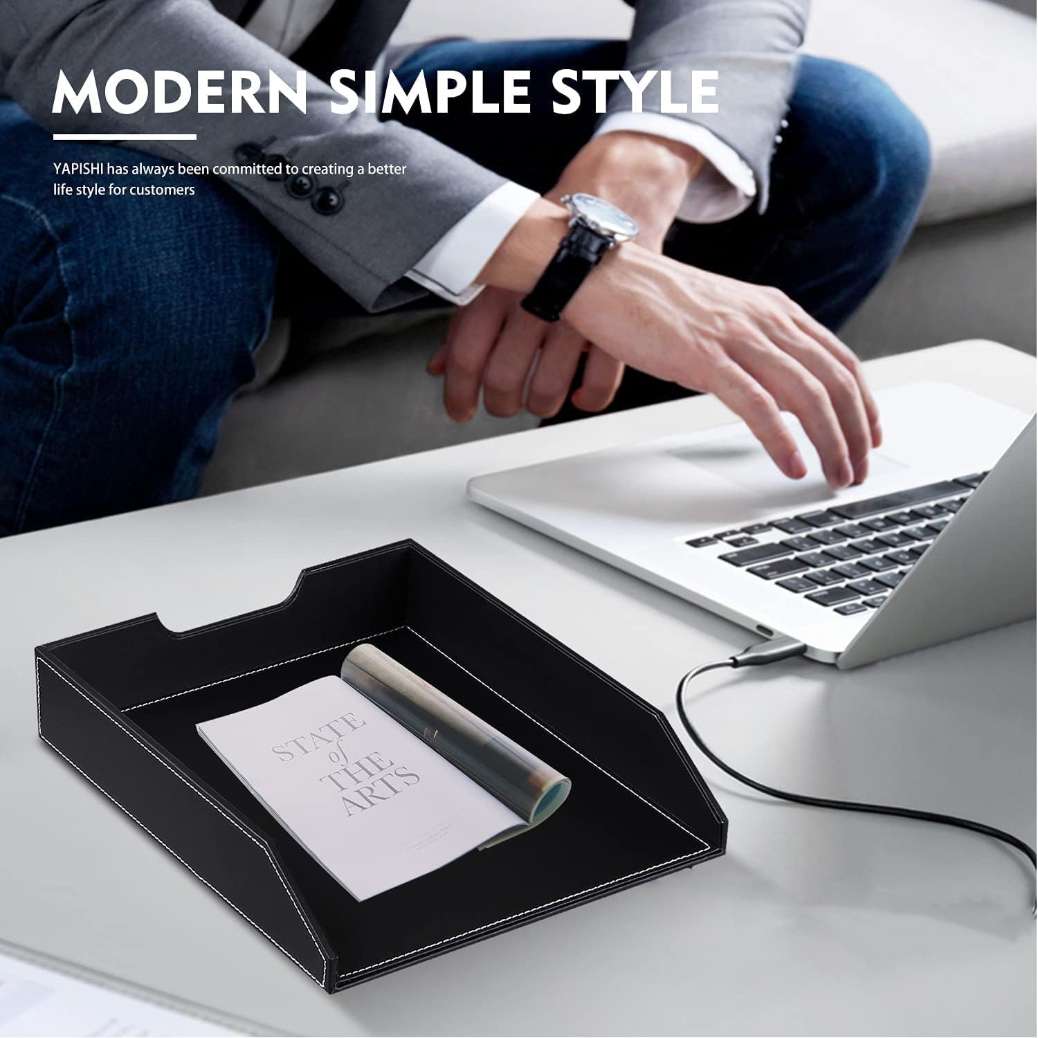 Letter Trays Organizer + Office 6 Pcs Desk Supplies Organizer Sets