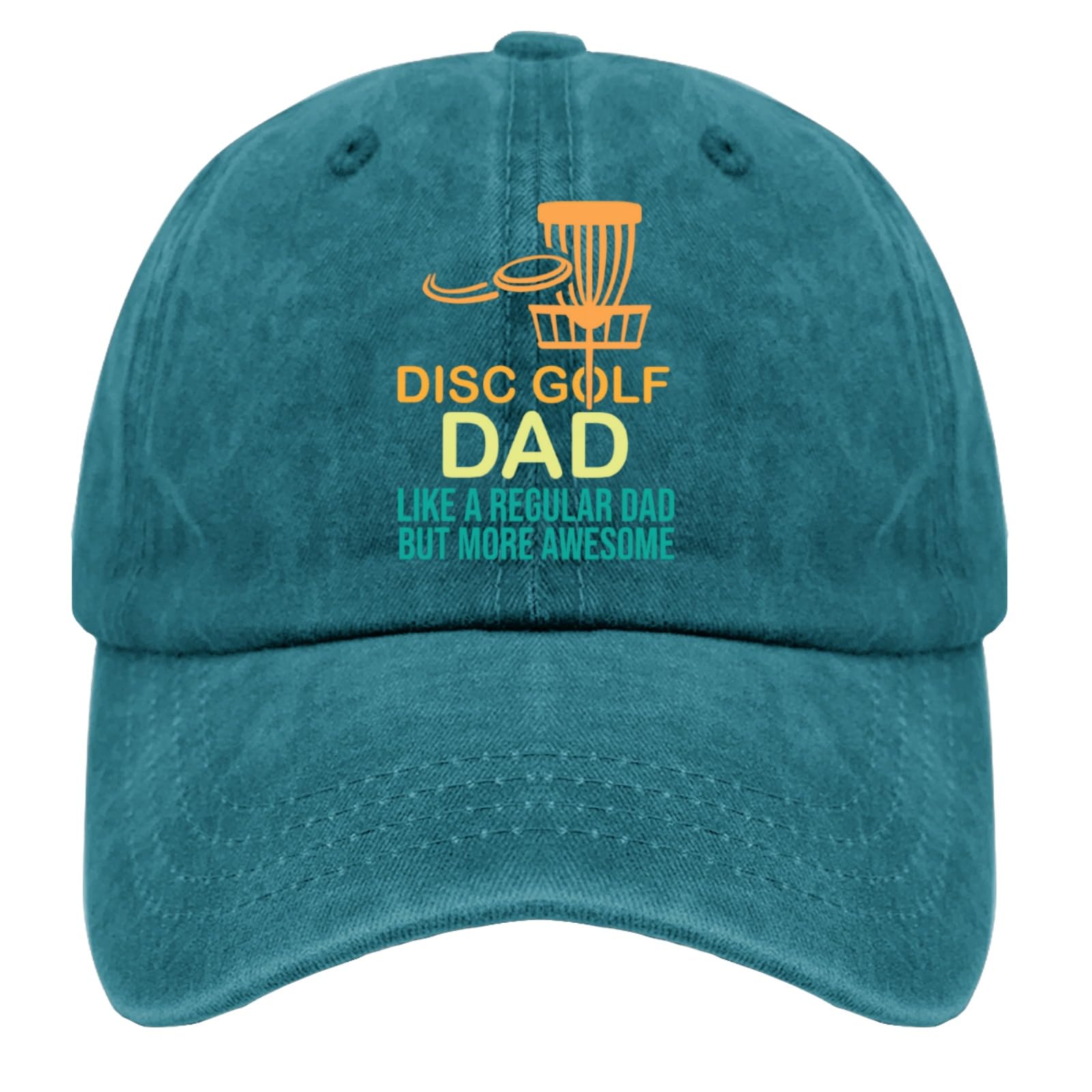 MZCUEC Disc Golf Dad Like A Regular Dad Vector Dad Disc Golf Hats for Men Baseball Cap Low Profile Washed Cyan Blue