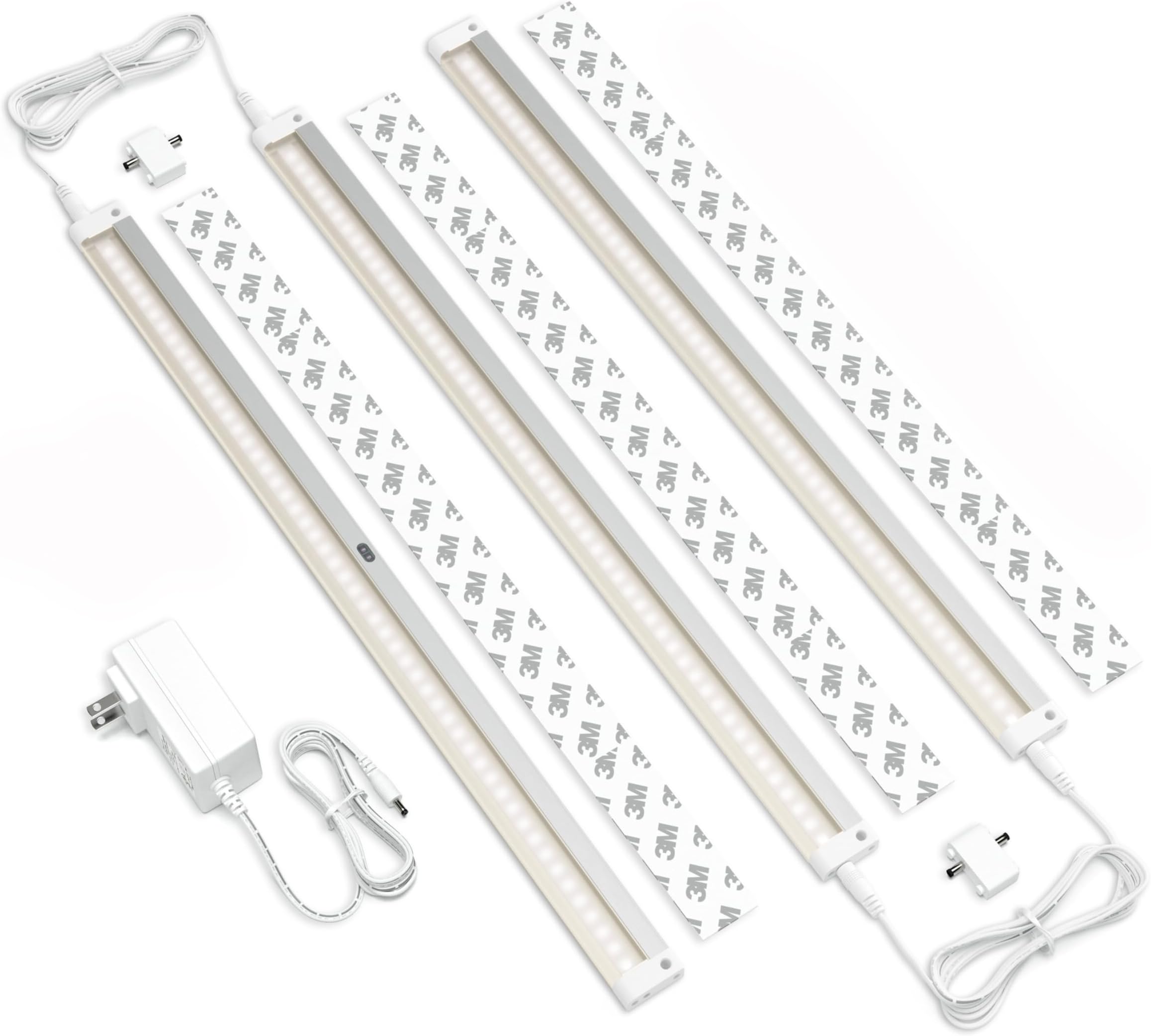 Hand Wave Activated Under Cabinet LED Lighting Kit, Dimmable, 3-Pack 20 in - Touchless Dimming Control, White Under Counter Lights for Kitchen, Garage, Office, Shelf - Warm White (3000K)