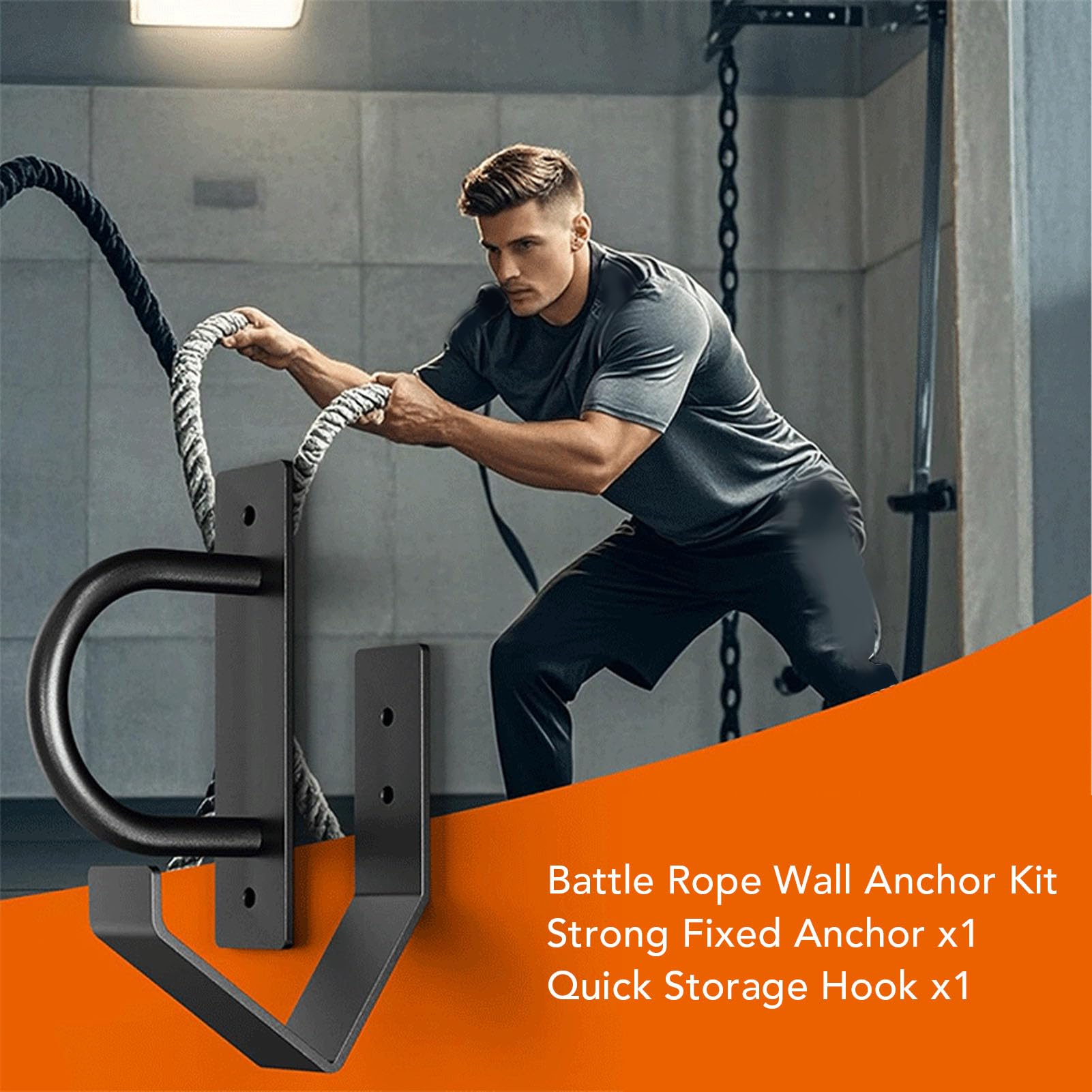 RIZGHWOY Battle Rope Kit di Ancoraggio a Parete Durevole Supporto a Parete in Acciaio Al Carbonio Organizzatore di Corde per Esercizi per Proprietari di Palestre e Appassionati di Fitness