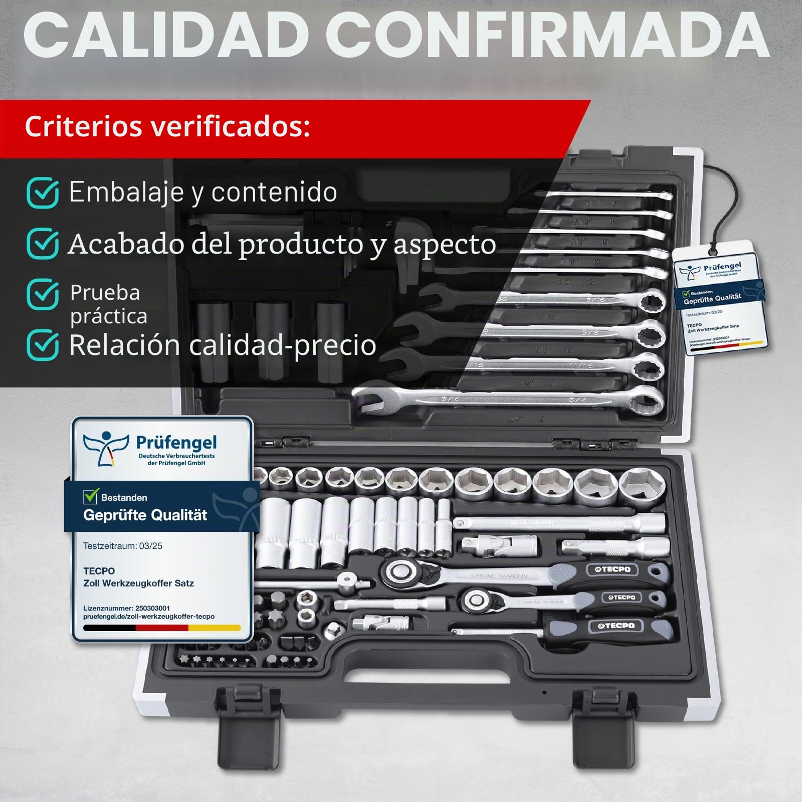 TECPO Juego de llaves de vaso Harley de pulgadas, tamaños de tuerca, caja de carraca, caja de carraca