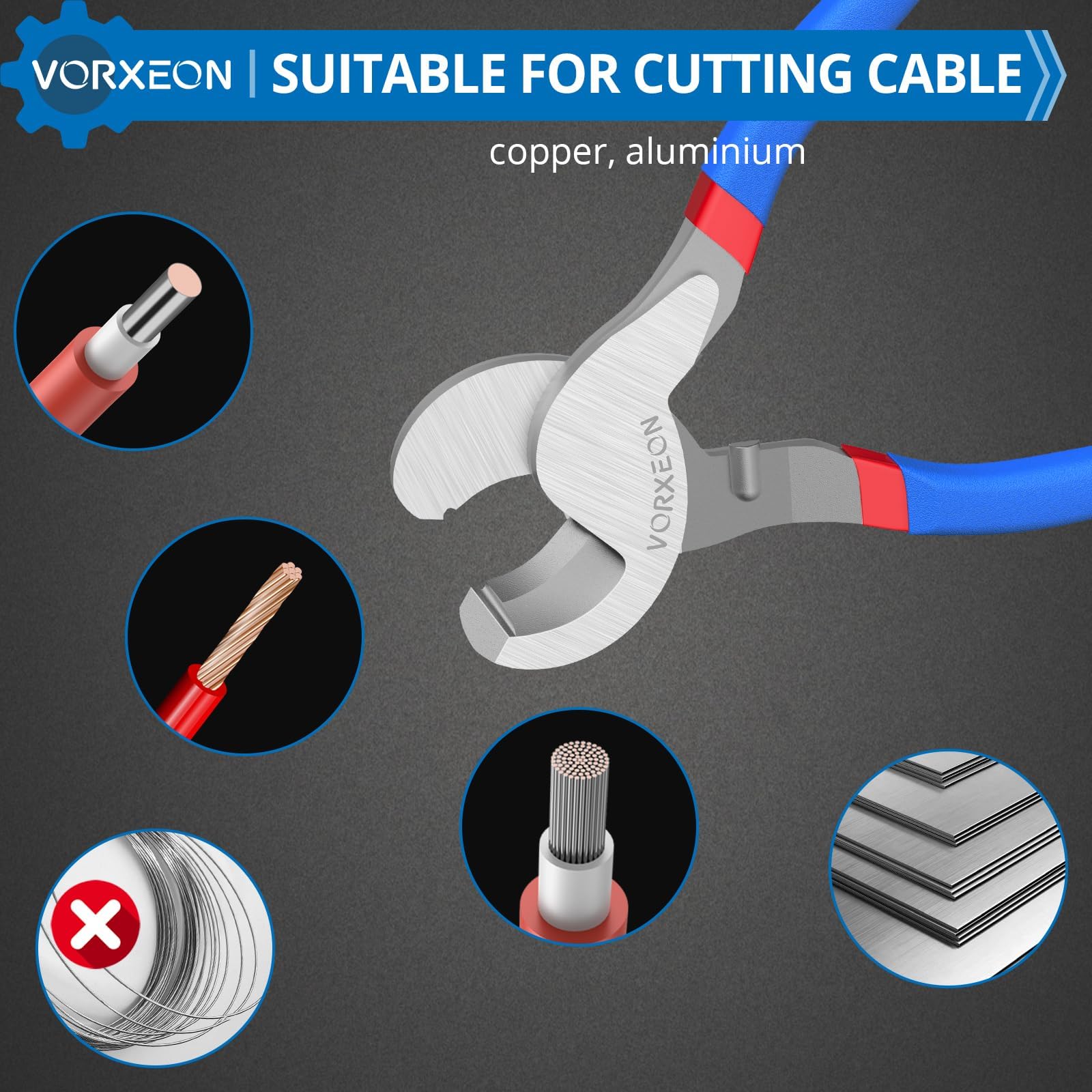 VORXEON 10-Inch Cable Cutter - Heavy Duty -6 VORXEON 10-Inch Cable Cutter - Heavy Duty -6