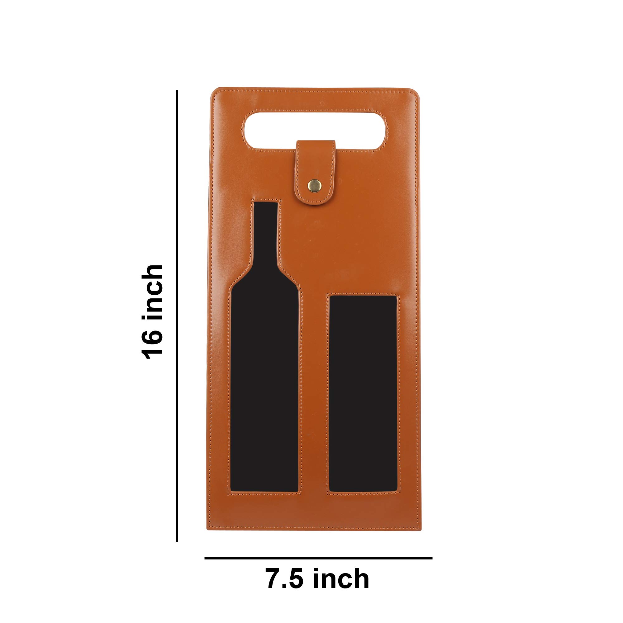 Dazzer PU Leather Double Wine Bottle Holder (Brown)