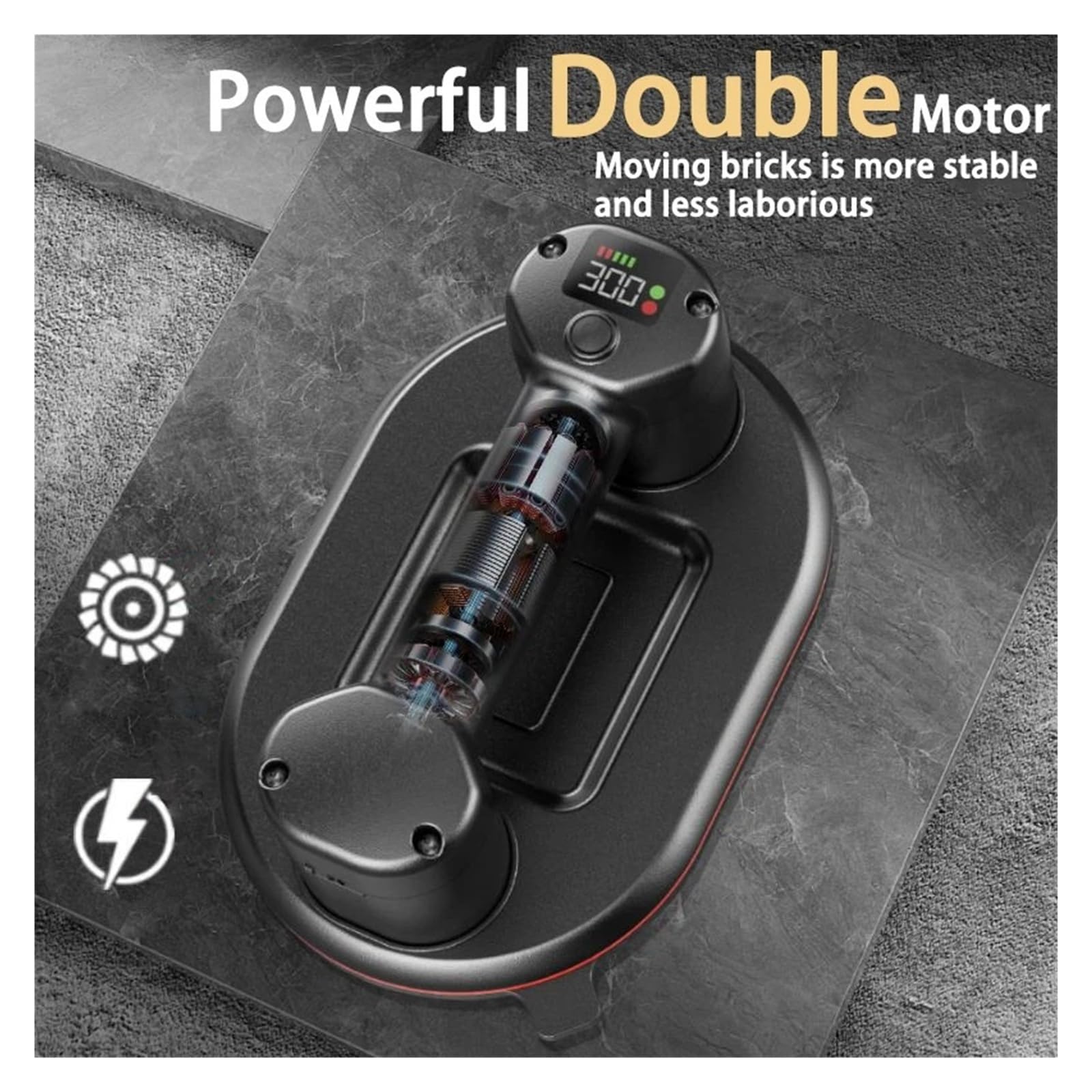 Levantador de ventosas, Ventosa de vacío eléctrica, capacidad carga 300kg, motores duales, elevador Industrial resistente