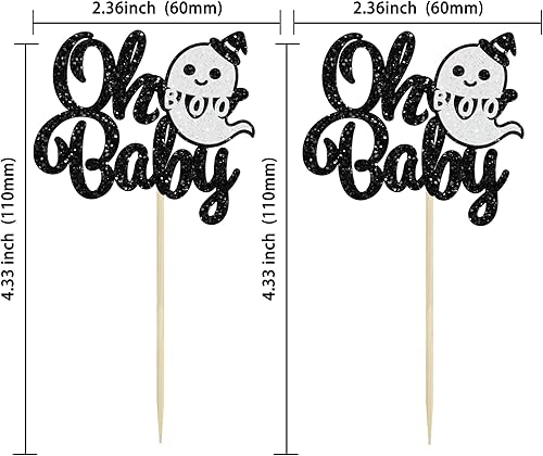 Miniatura 92 de Gyufise 24 piezas de decoración de magdalenas fantasmas – Purpurina blanca espeluznante Halloween Baby Shower Cupcake Picks para decoración