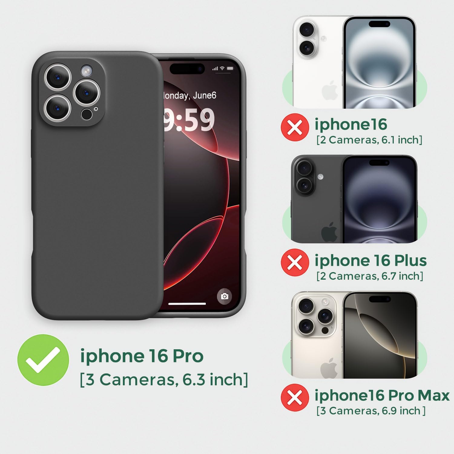 Ktele Magnetic for iPhone 16 Pro Max Case [Compatible with Magsafe] [Premium Silicone Satin-Smooth Touch] Slim Shockproof Anti-Scratch Microfiber Lining Case, 6.9 inch, Black - Image 2