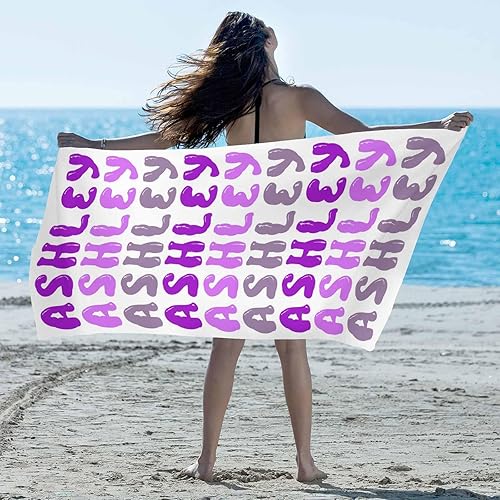 Miniatura 9 de Artsadd Toalla de baño personalizada para niños, toallas de playa personalizadas, blancas, negras y verdes, con nombre, toallas de playa