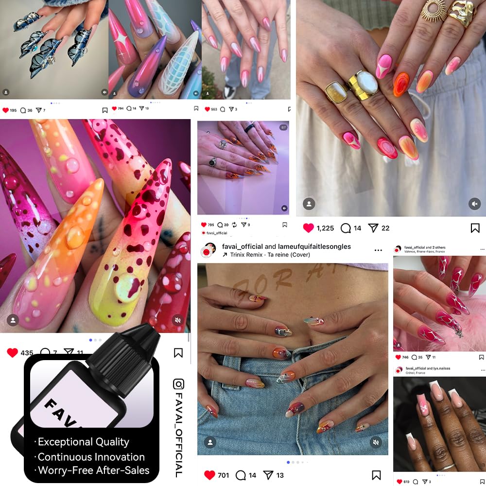 FAVAI 24 Farben UV Gel Nagellack Airbrush – Babyboomer Nägel, French Maniküre, Ombré Effekt, Airbrush Gel für Nägel, Nagel Deko – HOT-24 Kollektion 24X10ml