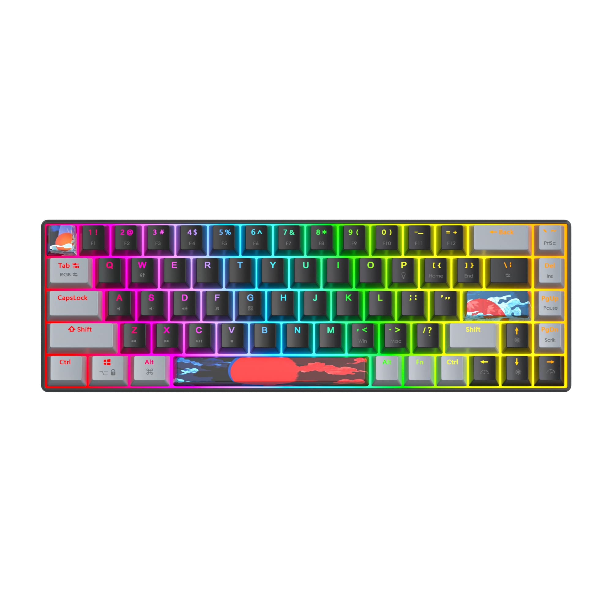 SOLIDEE mechanische Gaming Tastatur 65 Prozent,68 Tasten kompakte mechanische Tastatur RGB Hintergrundbeleuchtung,65 Prozent mechanisch QWERTY,Roter Schalter für Win/Mac PC Laptop(68 Dark) - 3