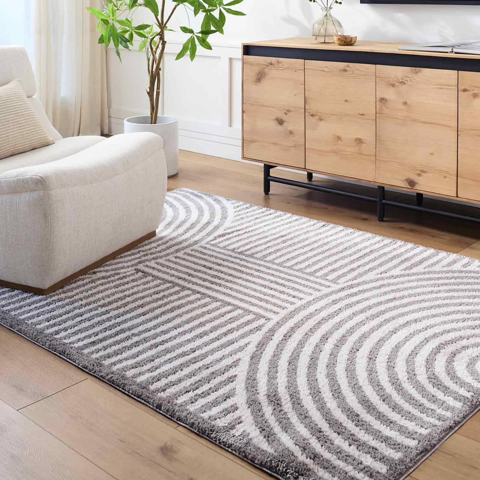Livabliss PAULINE Shaggy Area Rug - Charcoal Black, 200 x 275 cm, Machine Washable, Polyester