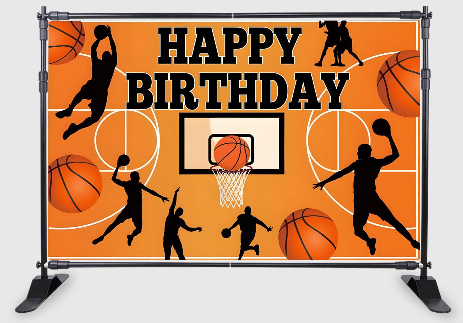 Basketball Themed Happy Birthday Design Backdrop for Birthday Decoration Traditional/Background Curtain Cloth for Party/Festival Size 5 Feet Height and 8 Feet Width(5 * 8)-image-27