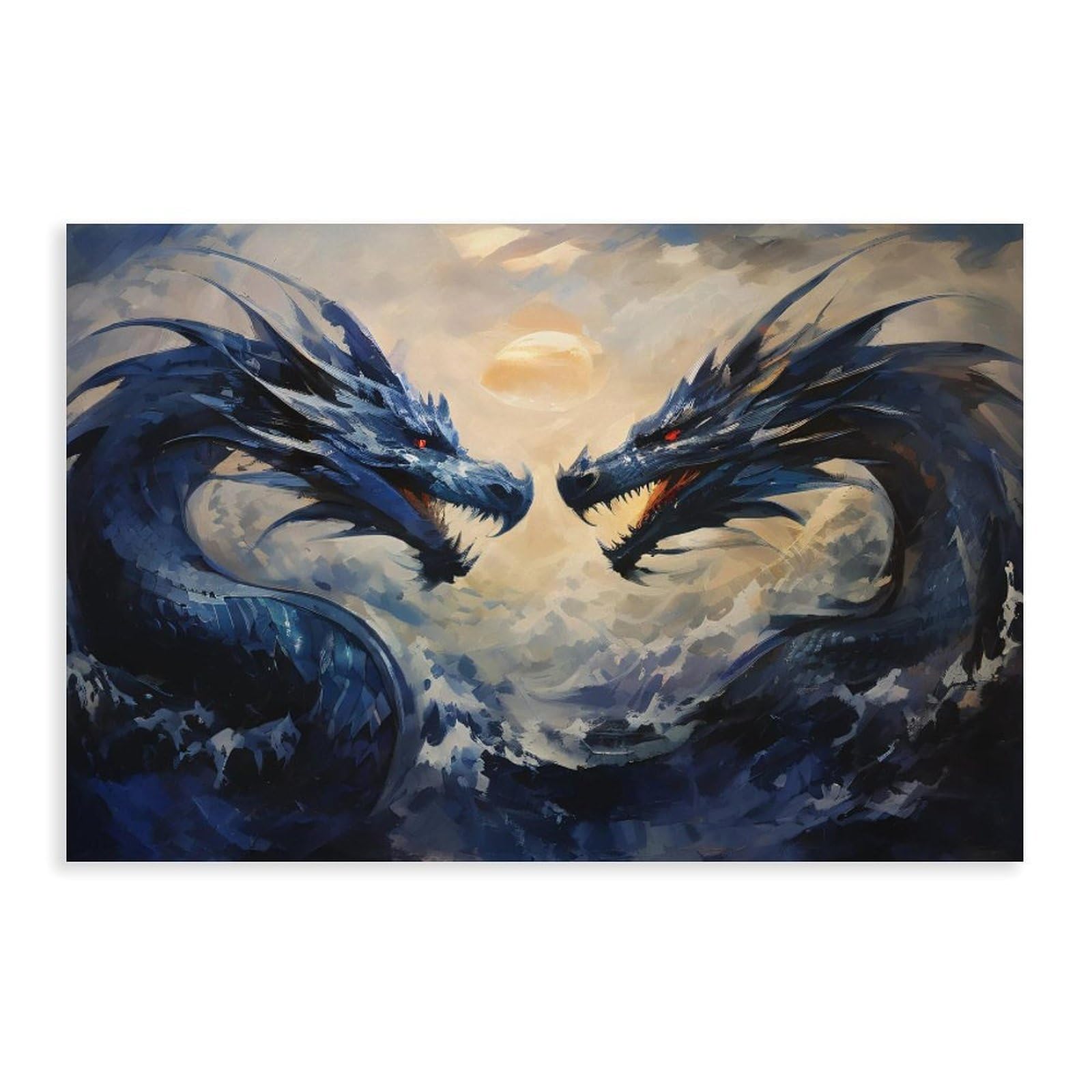 Bareronor The Water Dragons Watercolor Canvas Poster Bedroom Decor Landscape Office Room Decor Gift 20" L X 30" W