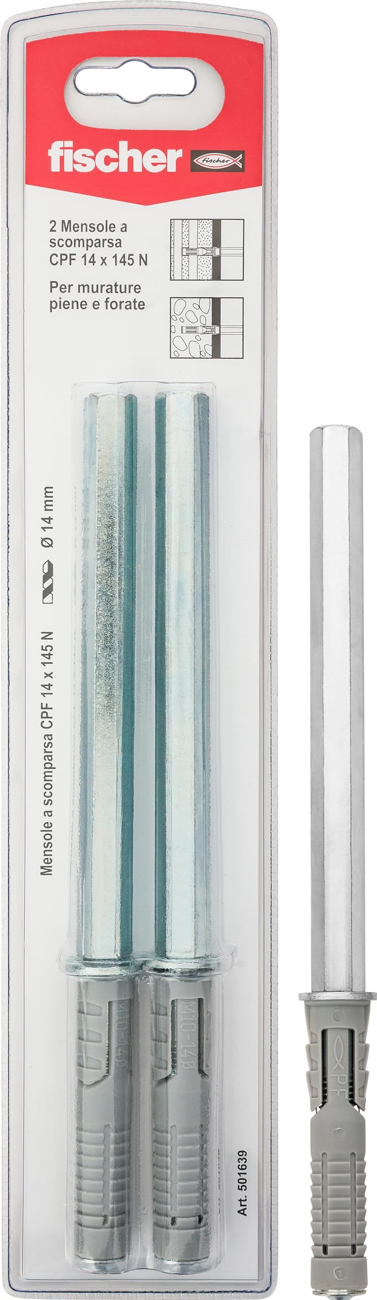 Fischer FISCHER Shelves Art.CPF Blister 2PZ, 14x145