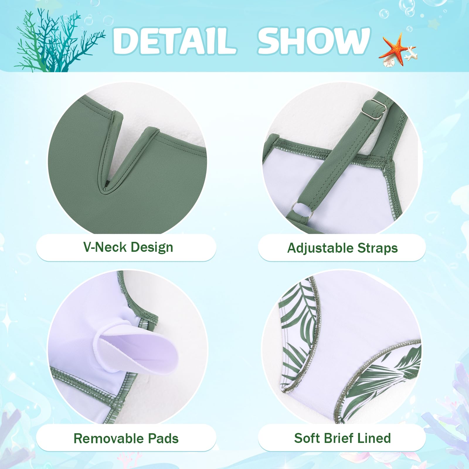 Trajes de baño de 2 piezas para niñas adolescentes, con cuello en V, parte superior tankini fruncida + parte inferior estampada tropical, conjunto de traje de baño para verano de 9 a 16 años