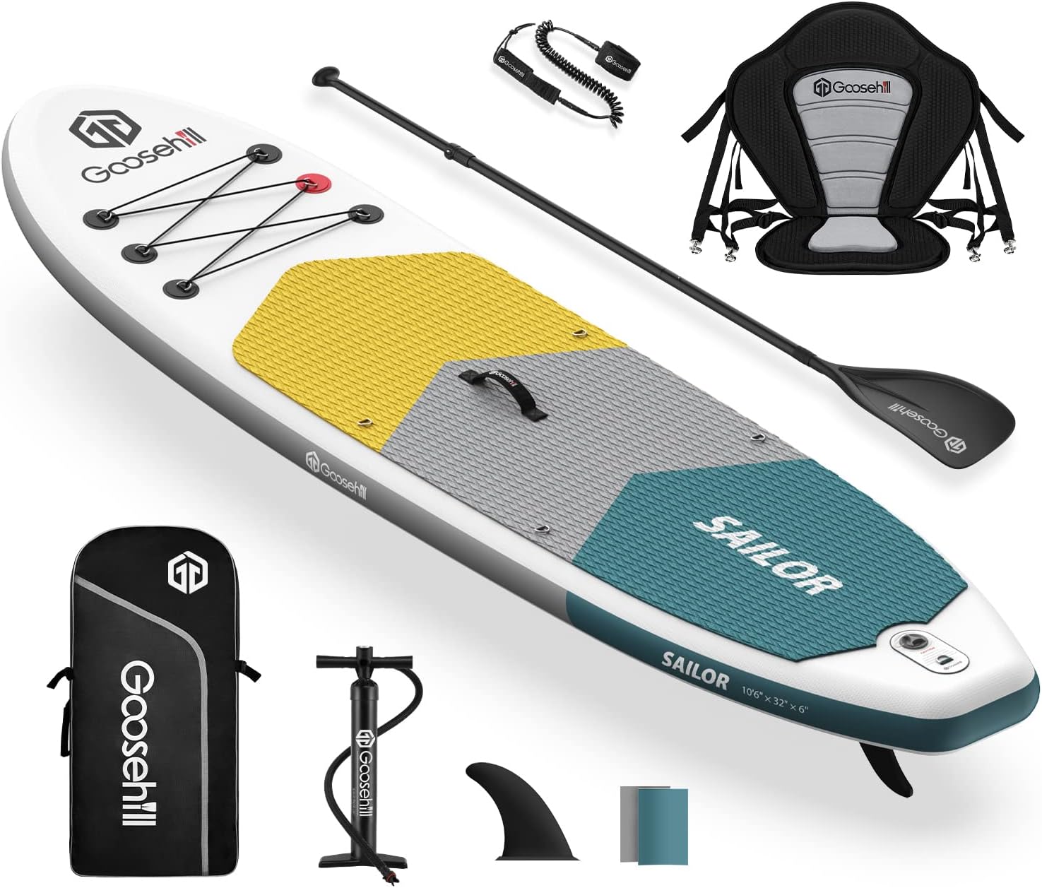 Goosehill Inflatable Stand Up Paddle Board, Reinforced Double Layer All