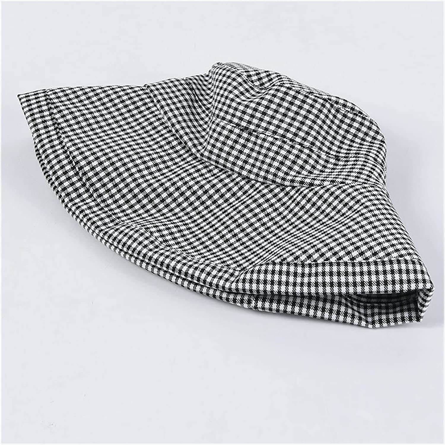 Casquette Visiere Femme, Summer Chapeau De Soleil Femme Printemps Et Été Pêcheur À Carreaux Noir Blanc Neutre Pliable, Chapeau de Plage