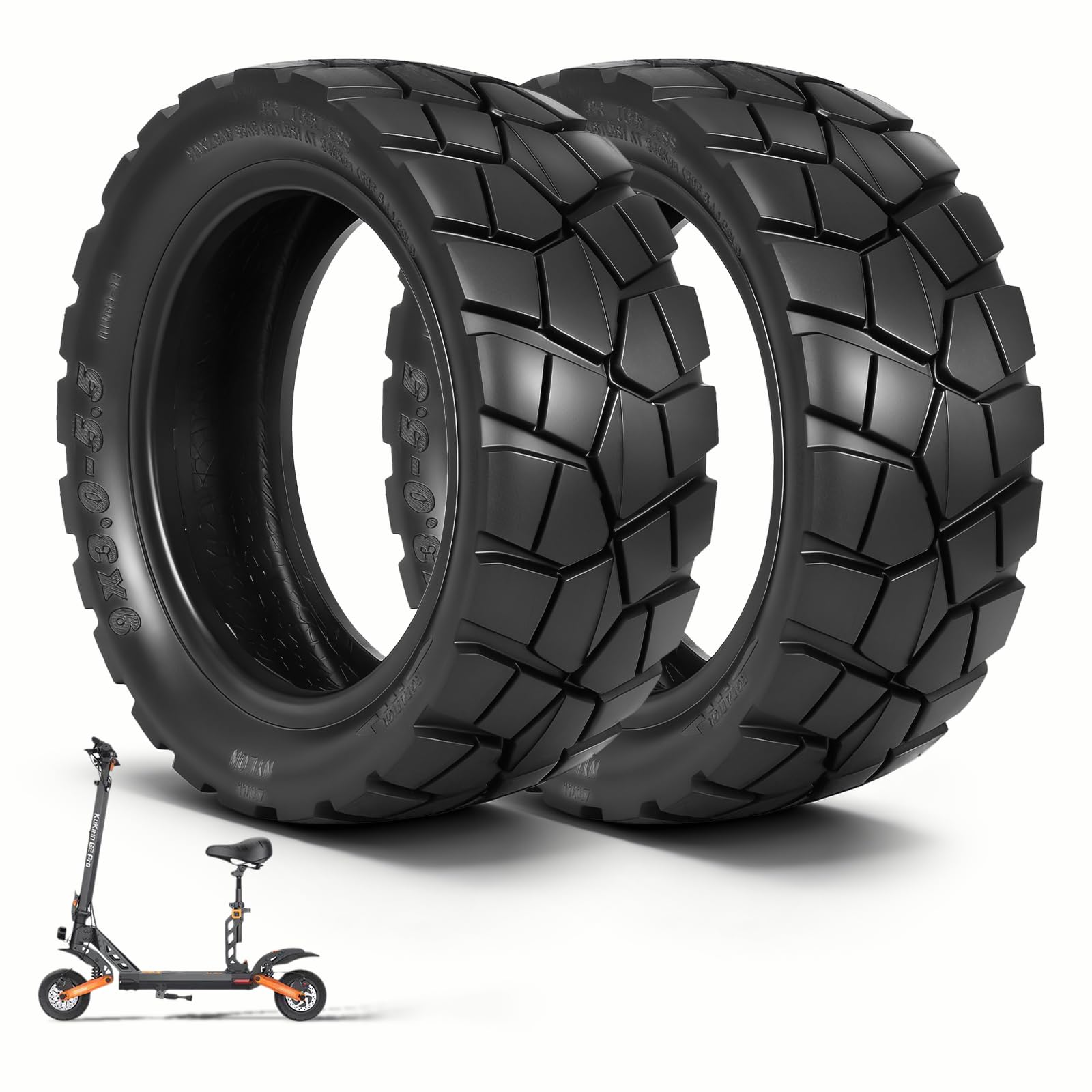 Pneu 9x3.0-5.5 sans Chambre à air pour Kukirin G2 Pro (Nouvelle Version) Trottinette électrique 9 Pouces Pneu de Rechange Avant/Arrière (Noir-2 Pièce)