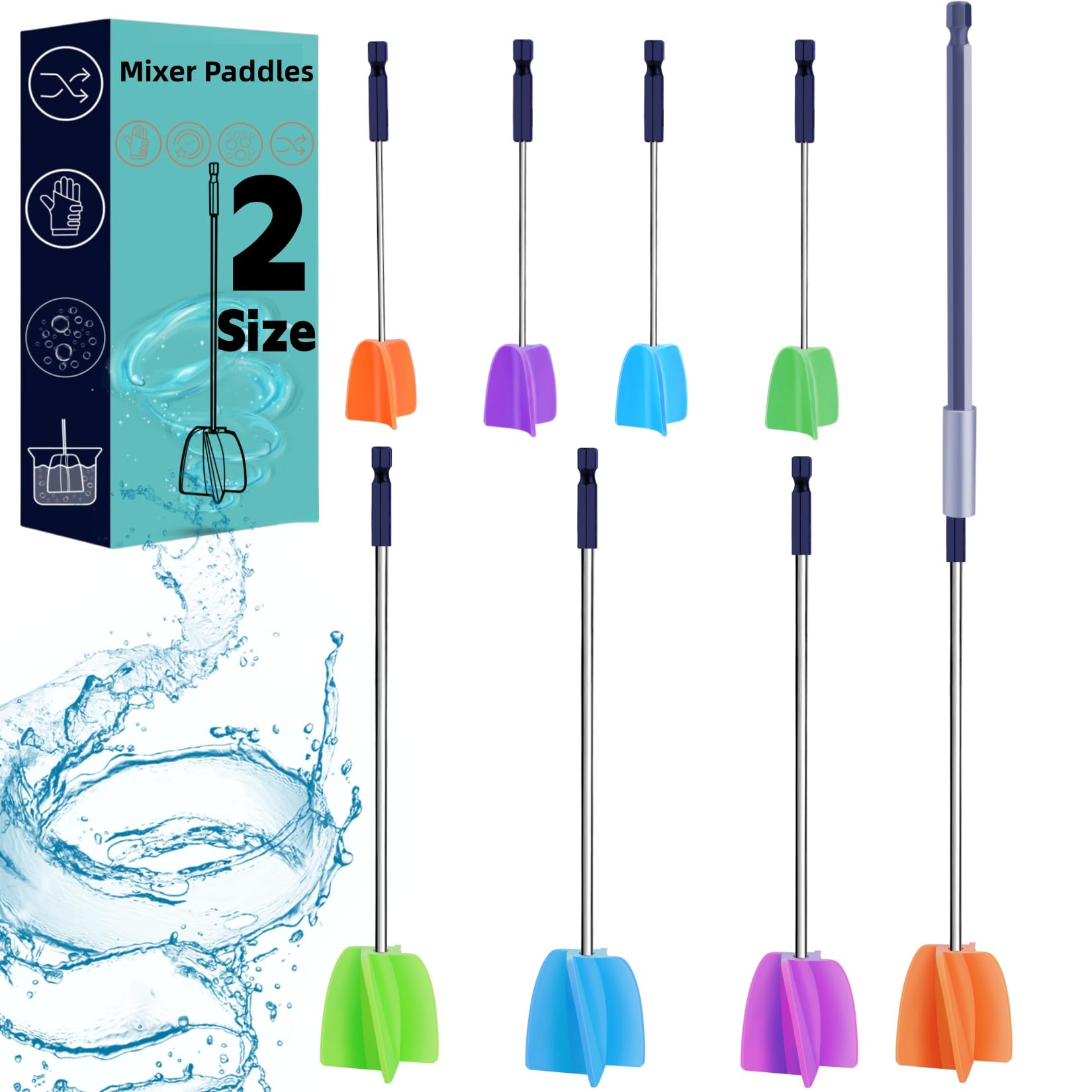 4/Large+4/Small Sizes Silicone Resin Mixer Paddles,Reusable Reusable Paint and Resin Mixer Paddle to Mix Epoxy Resin, Paint, Ceramic Glaze and Reduce