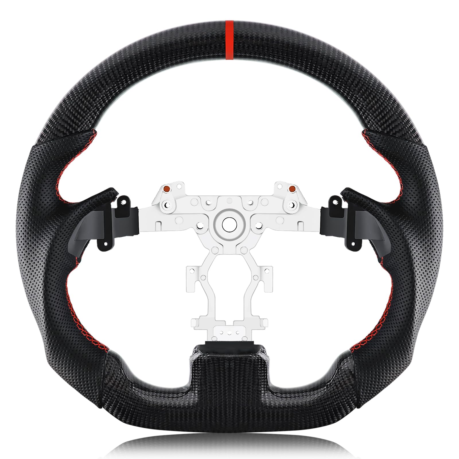 VOONKE Real Carbon Fiber Steering Wheel For Infiniti G37 With stitching D-shaped Nappa Perforated Leather Flat-bottom Steering Wheel For Infiniti G37 2009-2013