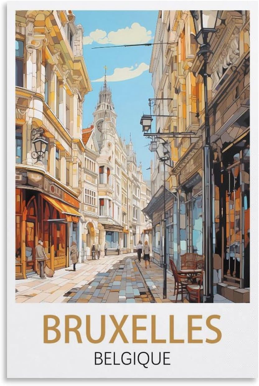 LOSNABO Bruxelles Belgique Vintage Travel Posters 08x12inch(20x30cm) Canvas Wall Poster And Art Picture Print Modern Home Bedroom Decor, Unframe-style