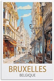 LOSNABO Bruxelles Belgique Vintage Travel Posters 08x12inch(20x30cm) Canvas Wall Poster And Art Picture Print Modern Home Bedroom Decor, Unframe-style