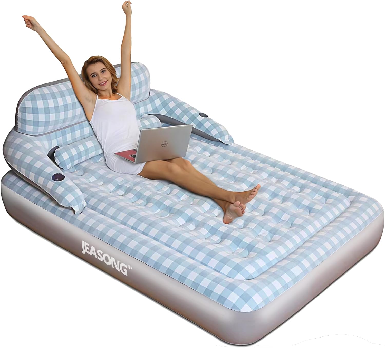 JEASONG Air Mattress with Headboard, Fast Inflation/Deflation