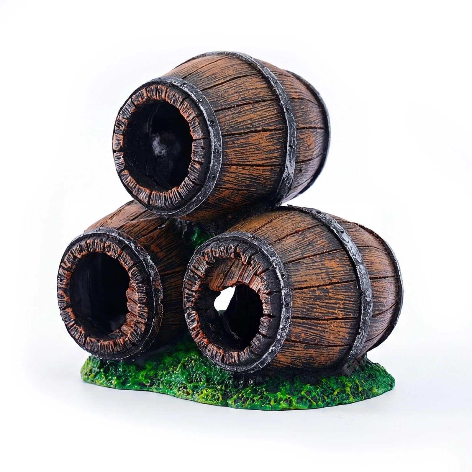 Dexpally Fish Tank Decorations Fish Tank Ornaments Aquarium Decoration Aquarium Ornaments – Wine Barrel Shaped for Small, Medium, Large Tanks (11.2x11.5x6.5 cm)