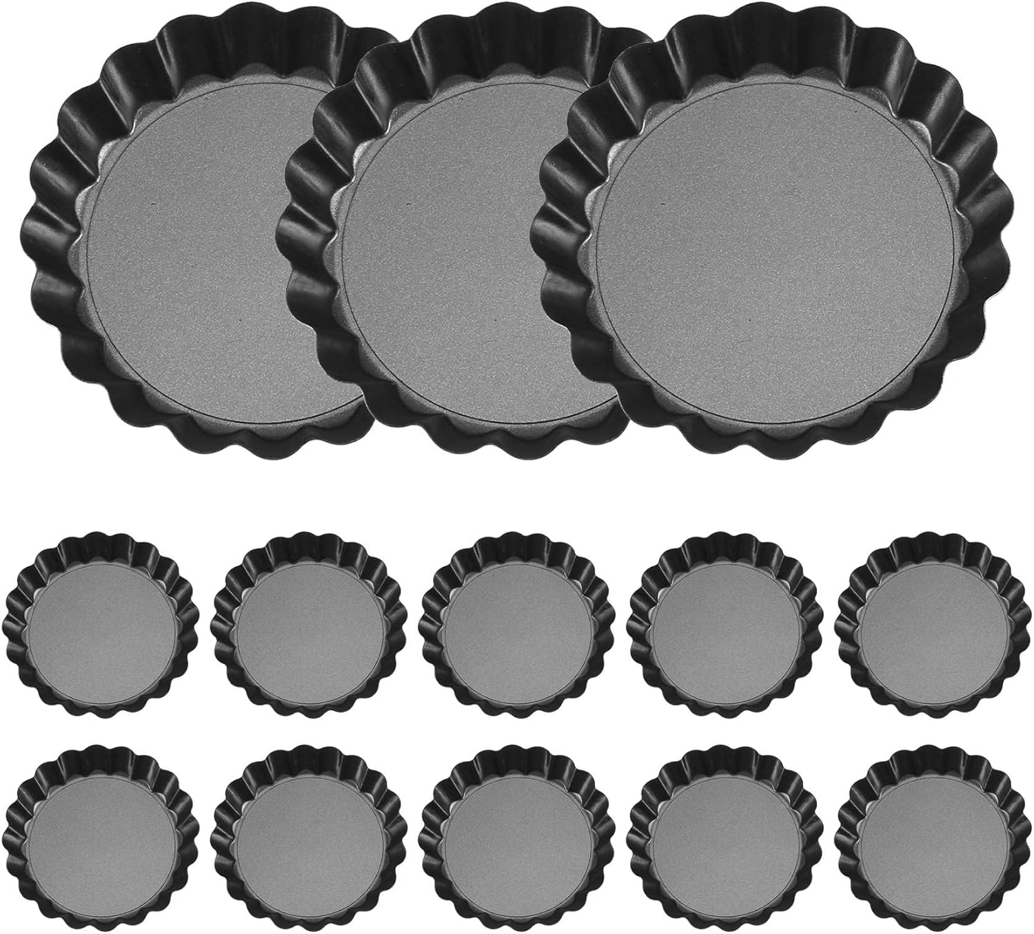 Anlayliay 13 Pcs Egg Tart Molds, 3inch Mini Tart Pans Removable Bottom