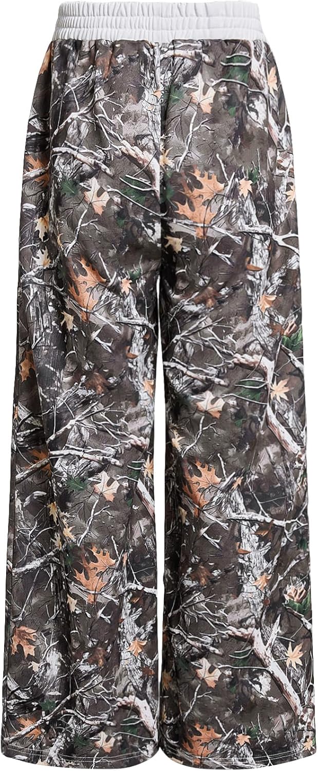 Girl's Camo Sweatpants Elastic High Waist Baggy Sweatpants Wide Leg Pants Trousers Joggers Trendy - Image 2
