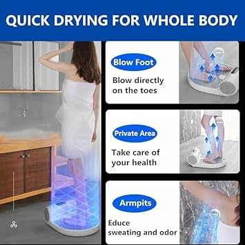 Bathroom Body Hair & Foot Dryer | Waterproof Blow Dryer Body Care Dryer | All-Round Quick-Drying Full Body Dryer with Touch Panel | Two-Speed Adjustment