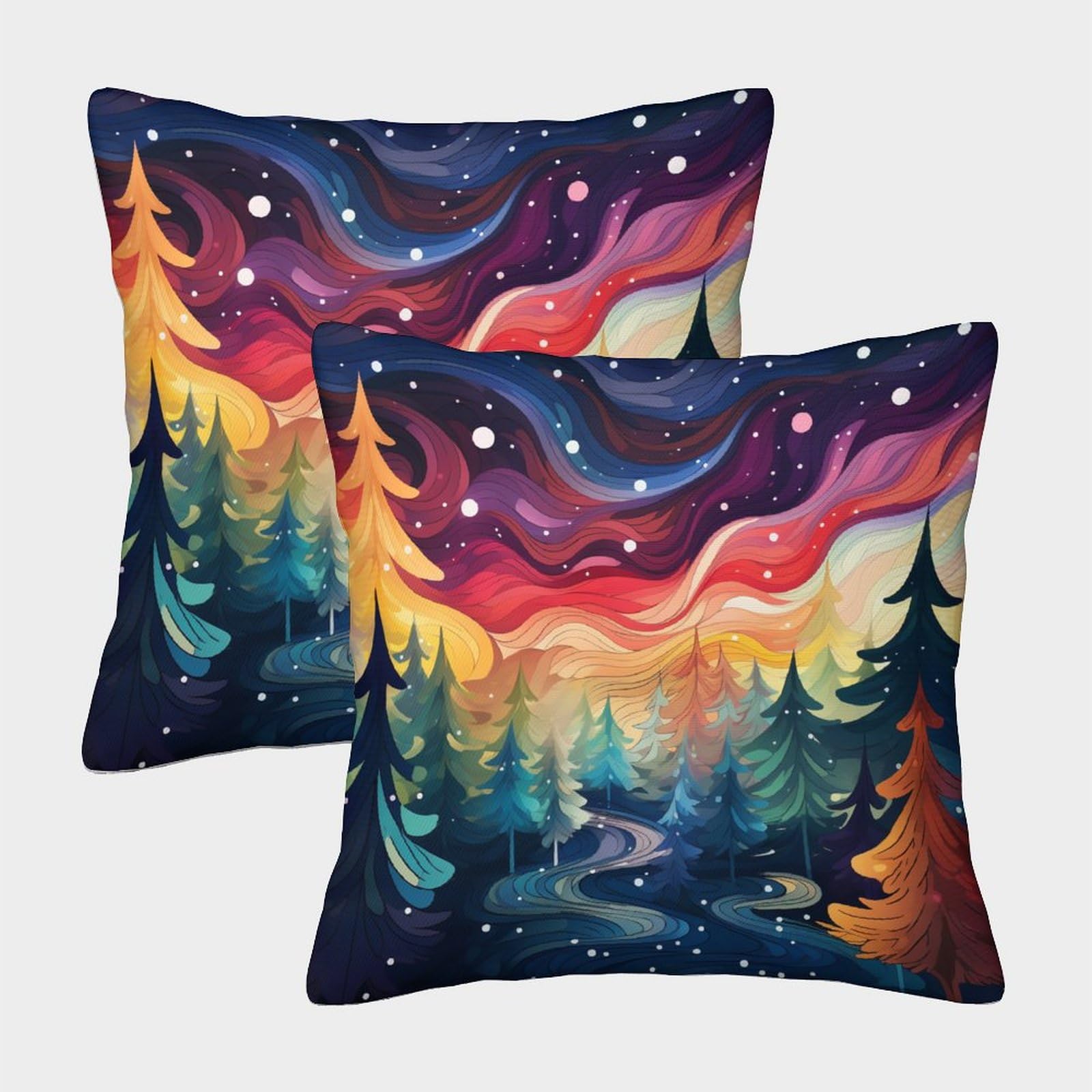 GPARSDDIO Christmas Tree Square Cushion Covers Pack of 2 Invisible Zipper Decorative Pillow case for Home Sofa Couch Office 40x40cm