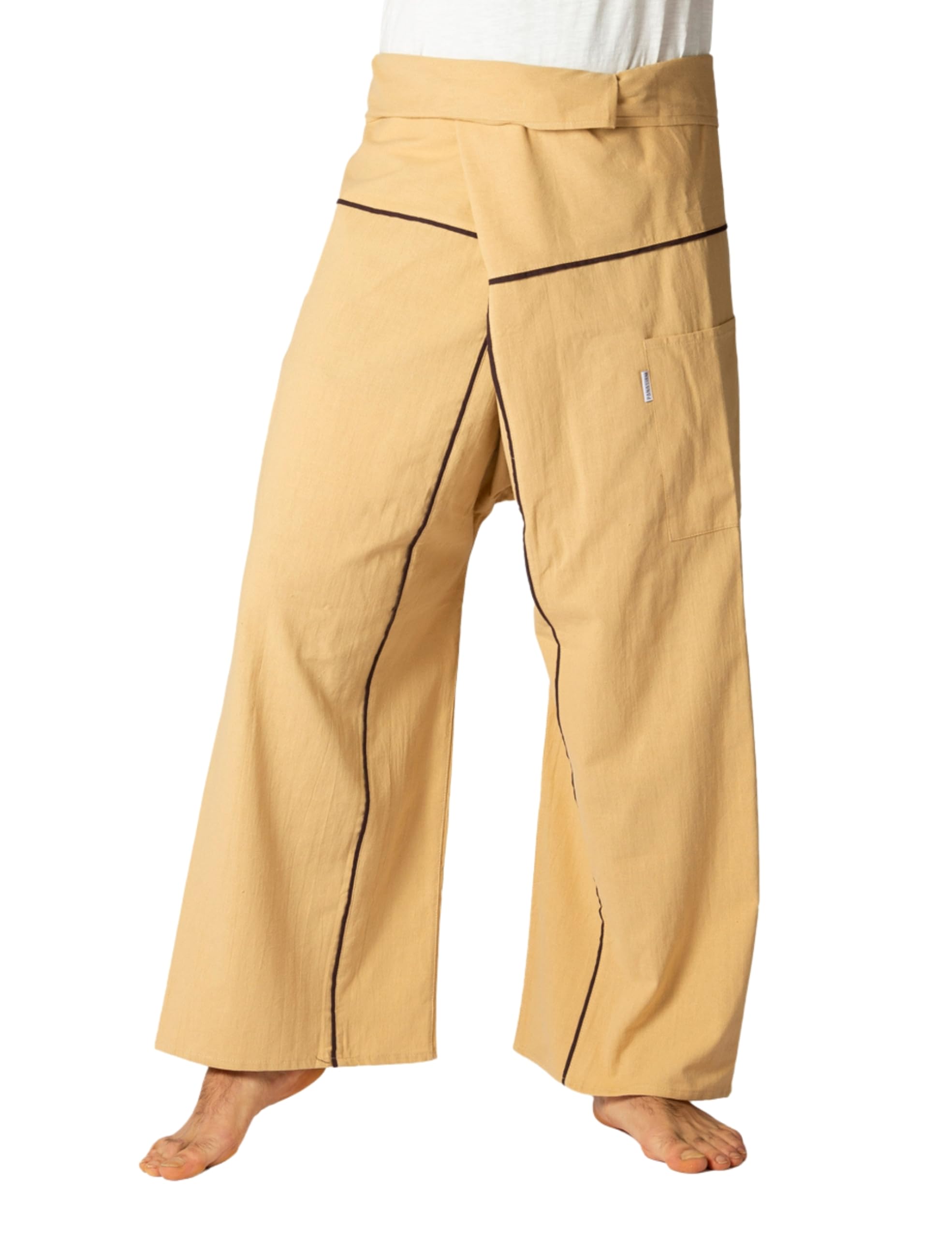 Panasiam Unisex Beige Fisherman Pants Stripe-Design, L
