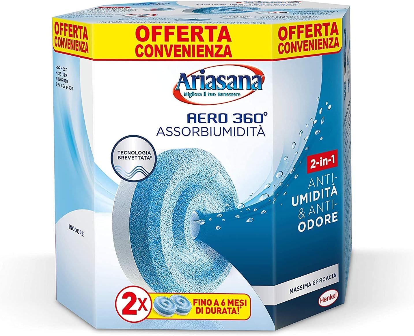 Ariasana Aero 360° kit assorbiuidità, deuidificatore ricaricabile non