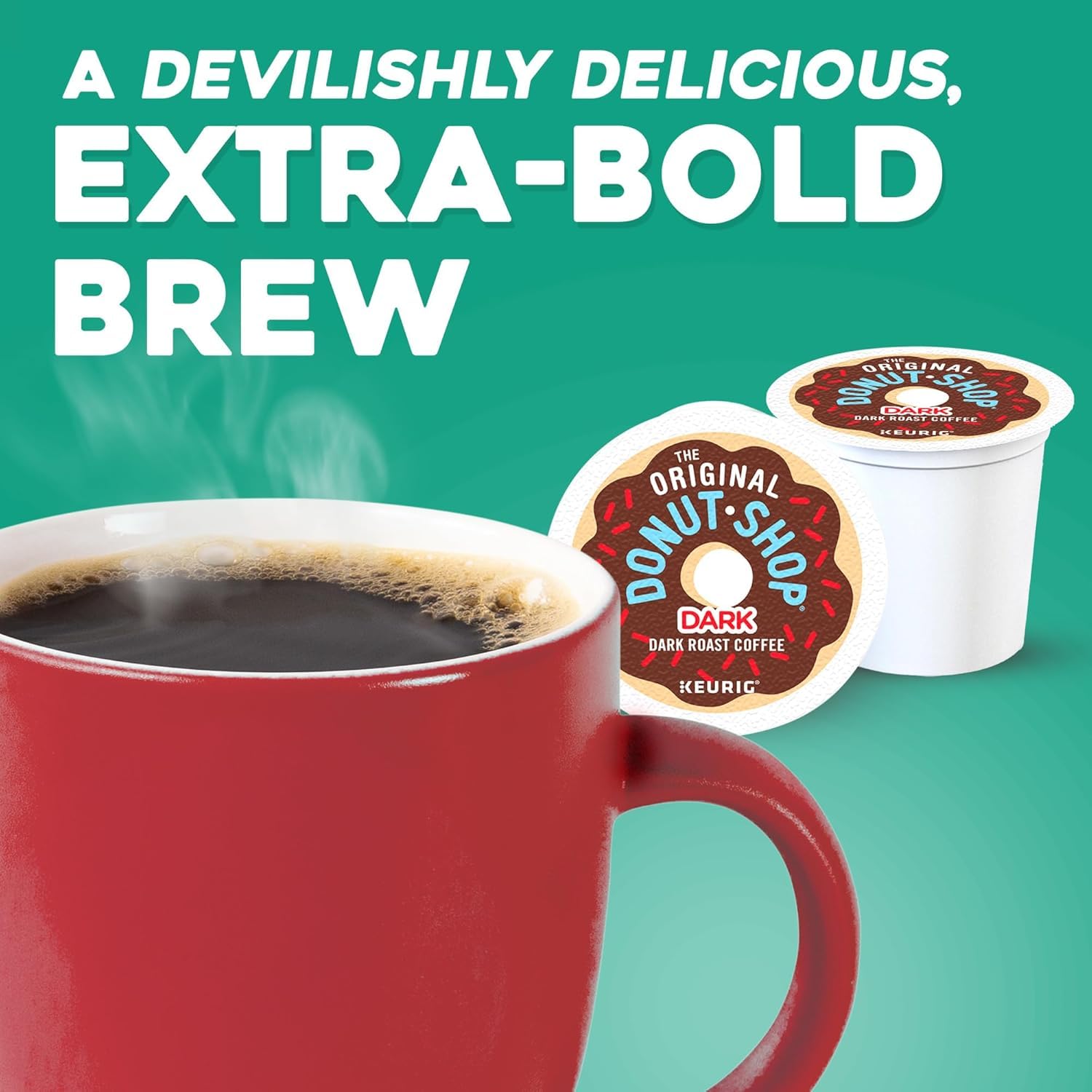 The Original Donut Shop Dark, Keurig Single Serve K-Cups, Dark Roast Coffee Pods, A Devilishly Delicious, Extra Bold Brew ROAST! Fully Flavored and easy going - Simply Great Coffee!