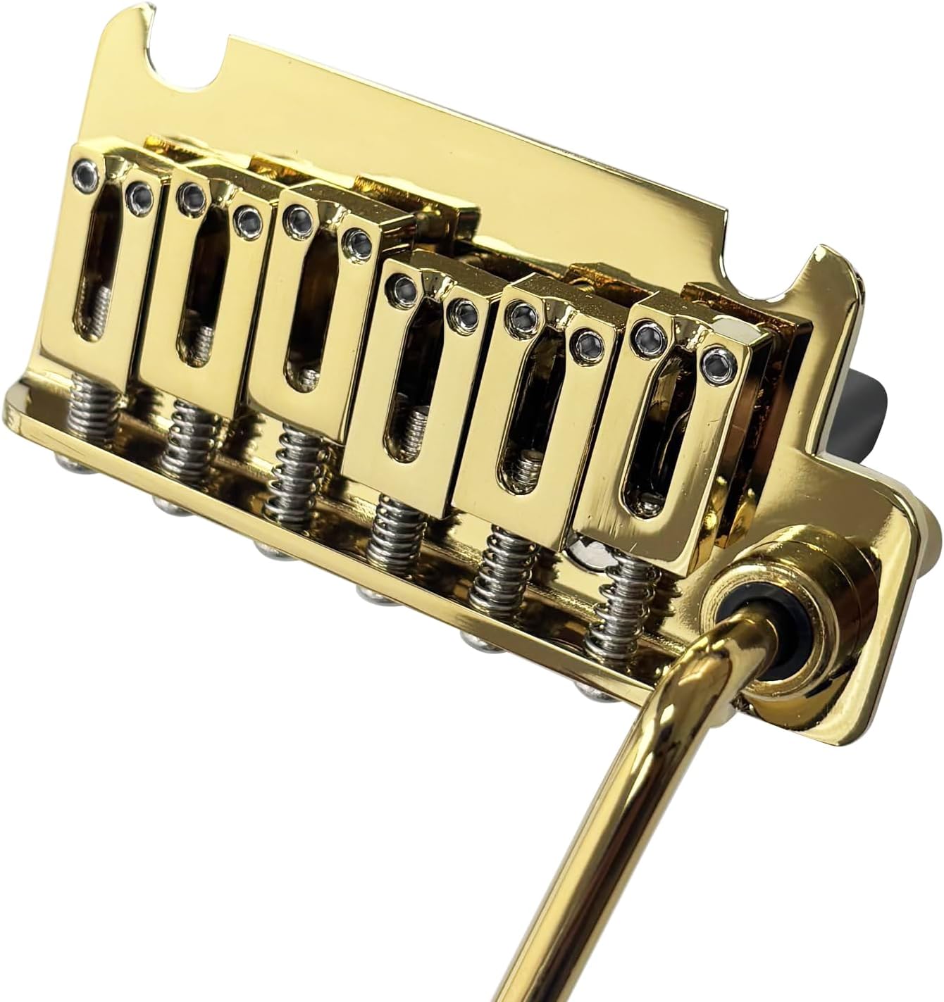 10.5mm Electric Guitar Bridge Zinc Alloy Saddles Block Stainless Steel Plate 6 String 2 Point Tremolo Bridge Compatible with Stratocaster Strat Electric Guitar Replacement Parts Gold