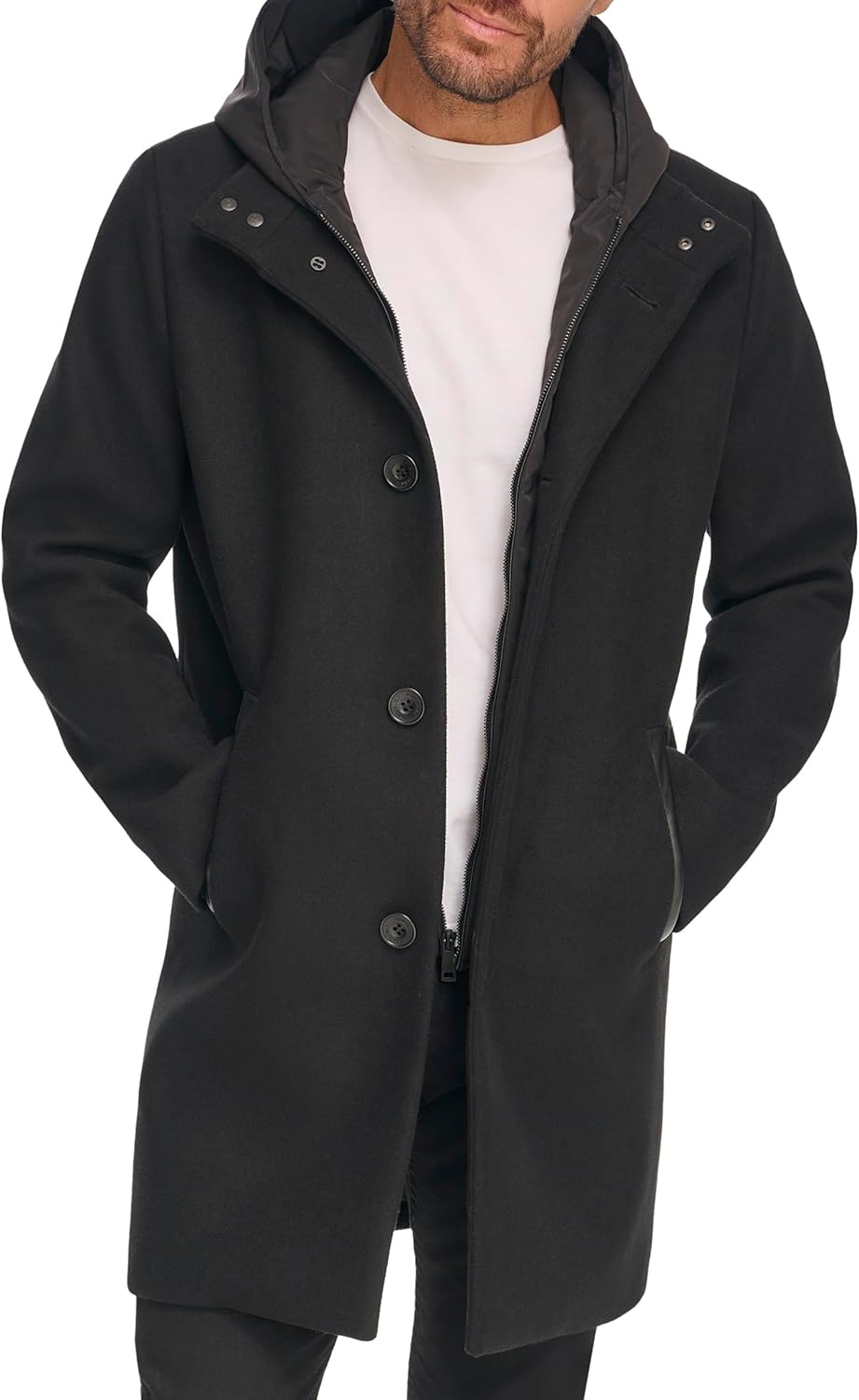 Kenneth Cole Men's Melton Walker With Pu Trim and Hooded Bib - Image 7