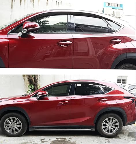 Miniatura 8 de Northern Prime - Deflectores de viento y viserasprotectores de lluvia hechos para Lexus NX 2015-2021_Acabado teñido ahumado estilo cinta (6 piezas)