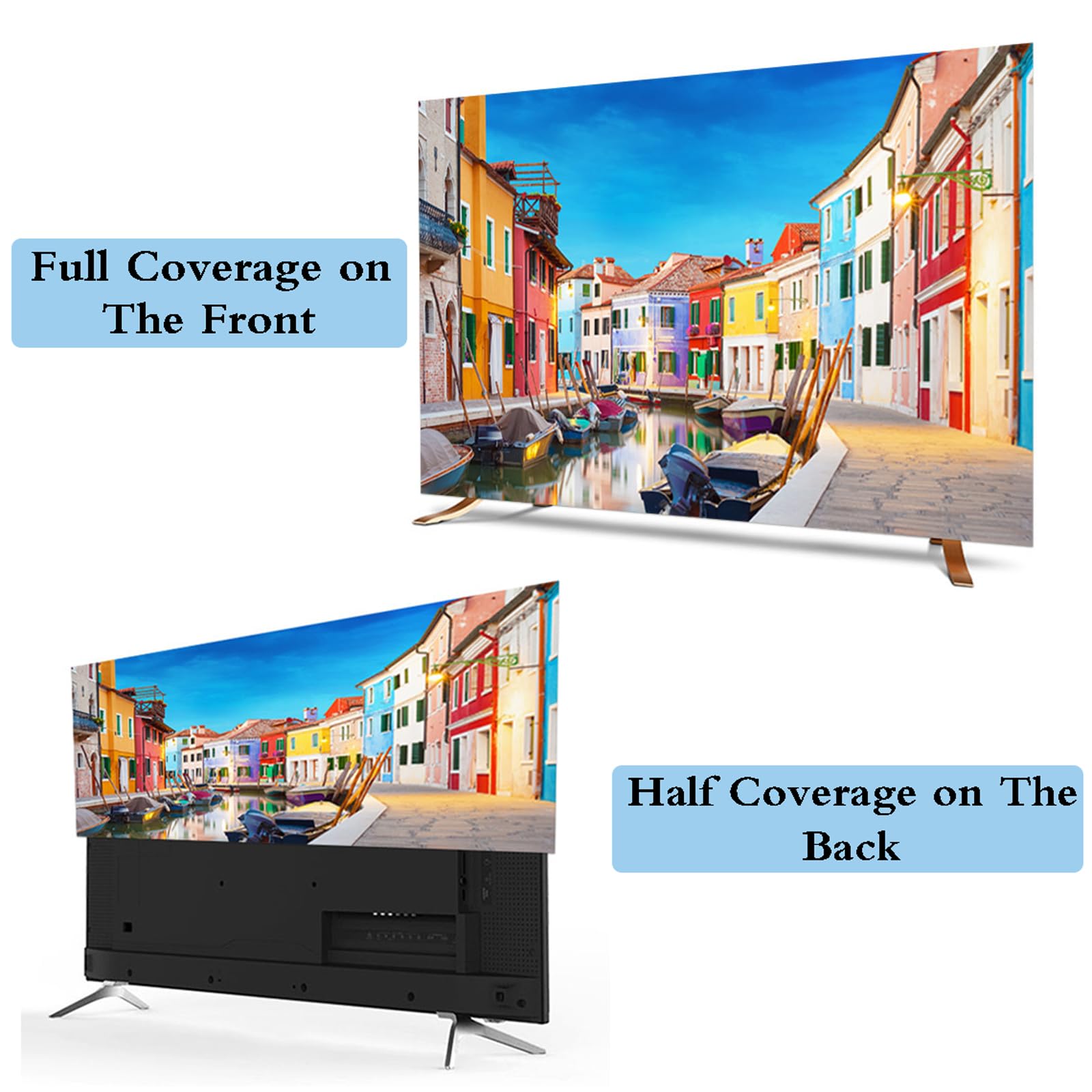 Couverture De TéLéVision,Cache-PoussièRe pour TéLéViseur,Housse De Protection De L'éCran De TéLéVision,Couverture De TéLéVision De Paysage,Anti-PoussièRe,pour 32 à 80 Pouces