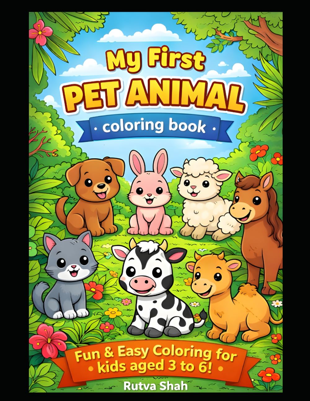 colorful animals: fun coloring books for kids age 3 to 6 years: Fun and easy colring pages for toddlers and pre schoolers age 3 to 6 years